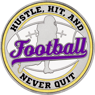 Purple "Football" with Gold Outer Circular Borders